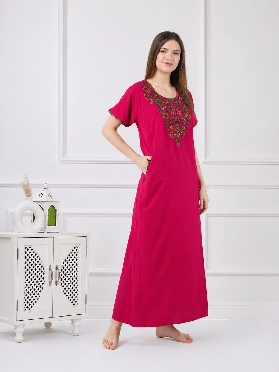 Colourful Embroidery Nightgown