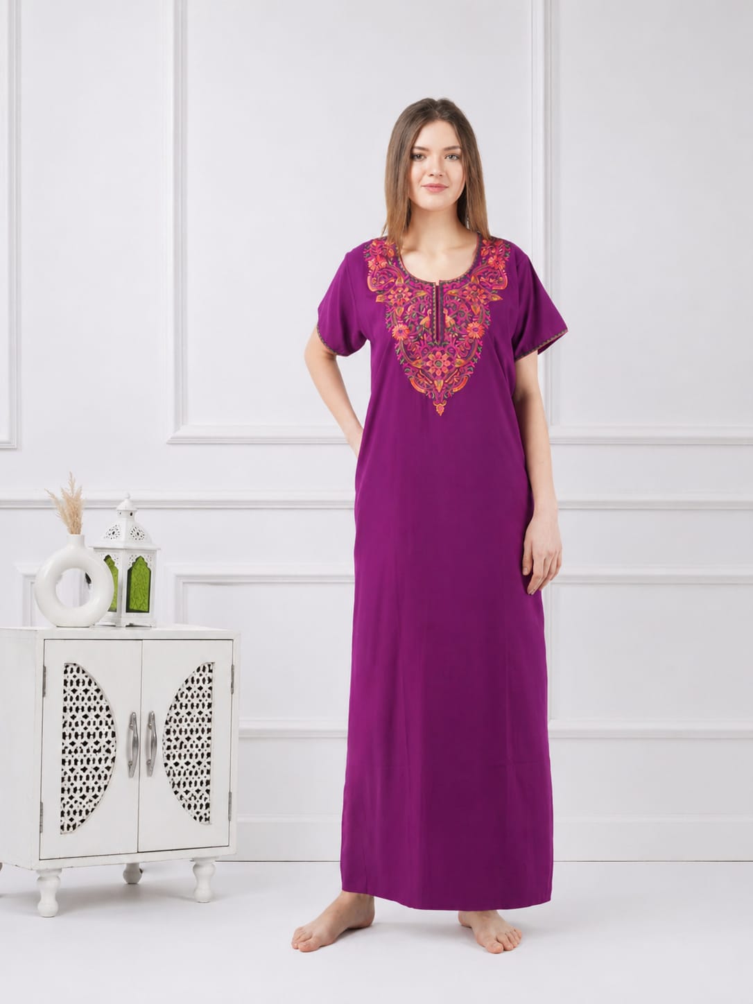 Colourful Embroidery Nightgown
