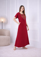 Resham Embriodery No Bra Nighty