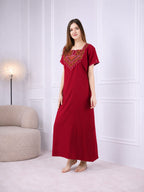 Resham Embroidery Night Gown