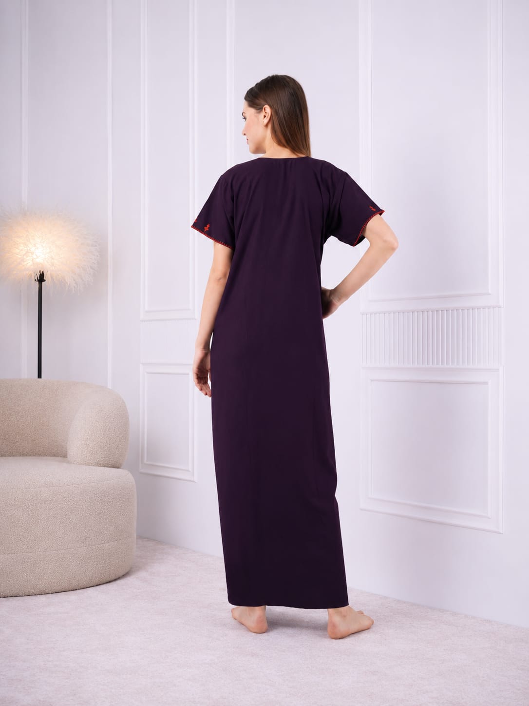 Resham Embroidery Night Gown