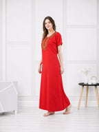 V-shaped Embroidery Night Gown