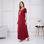 V-shaped Embroidery Night Gown