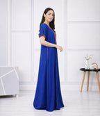 V-shaped Embroidery Night Gown