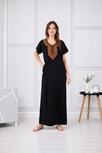 V-shaped Embroidery Night Gown