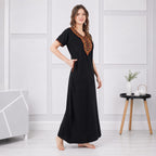 V-shaped Embroidery Night Gown