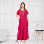 V-shaped Embroidery Night Gown