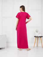 V-shaped Embroidery Night Gown