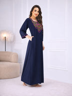 Resham Embroidery Full Sleeve Night Gown