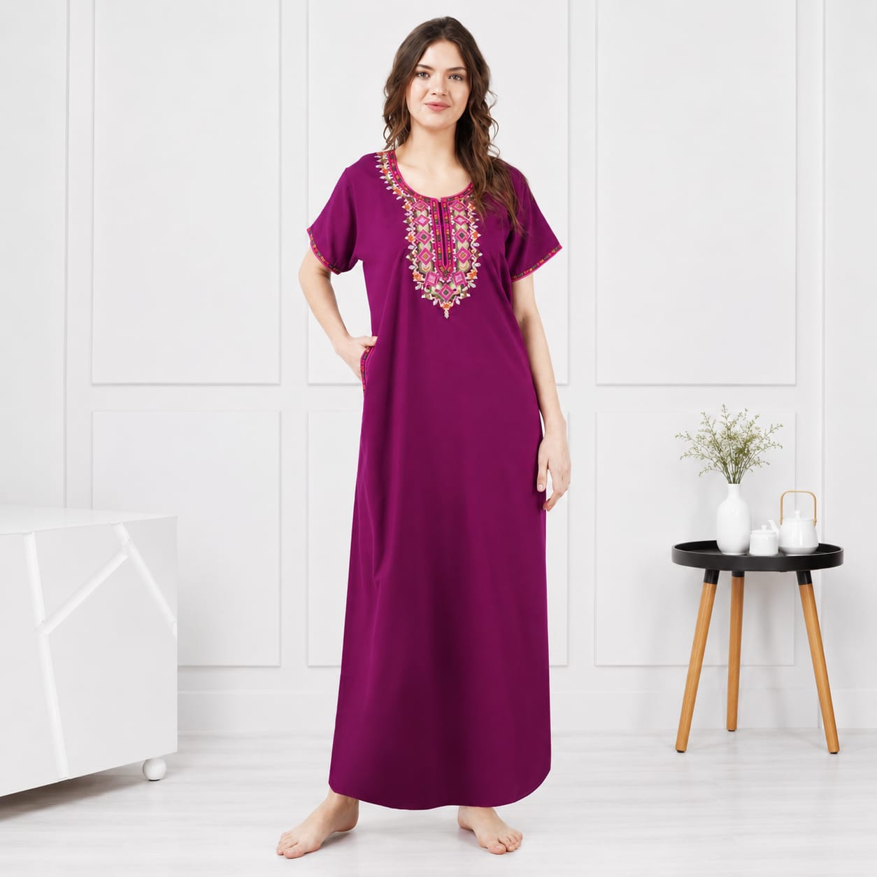 Multi Coloured Embroidered Nightgown