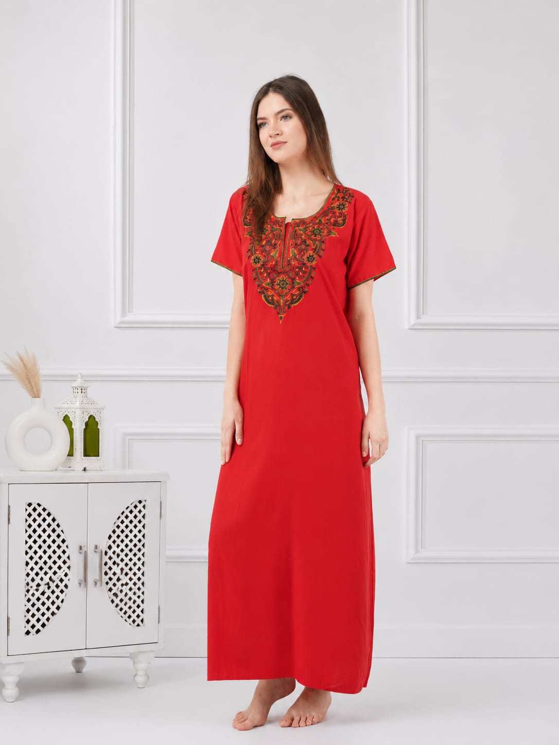 Colourful Embroidery Nightgown