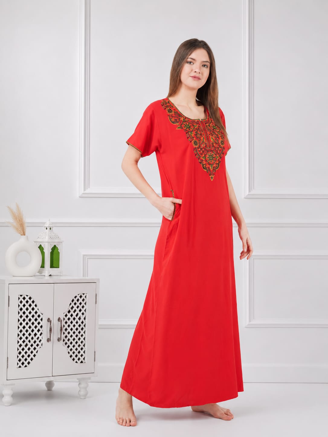 Colourful Embroidery Nightgown