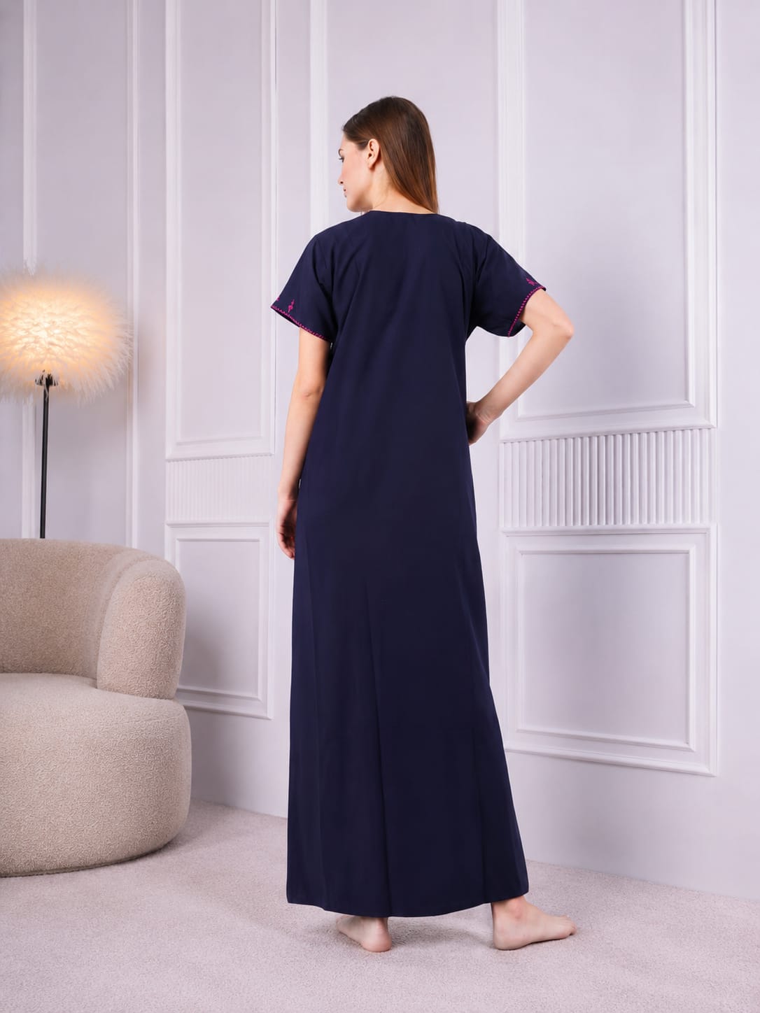 Resham Embroidery Night Gown