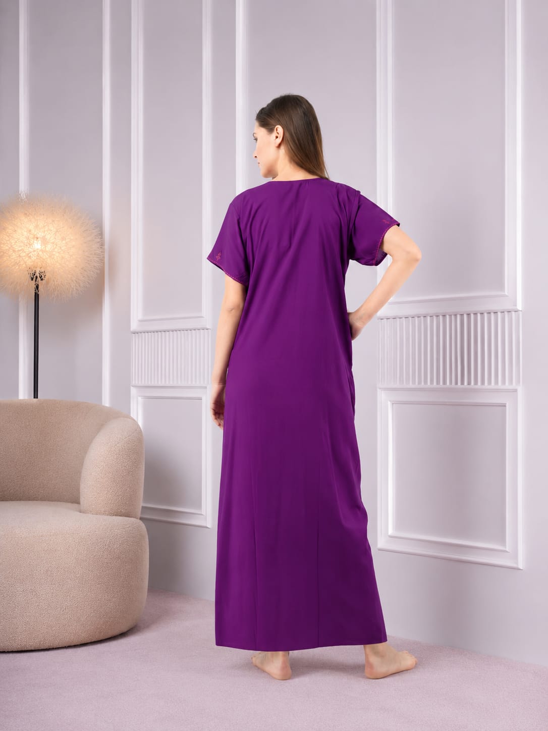 Resham Embroidery Night Gown
