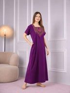 Resham Embriodery No Bra Nighty