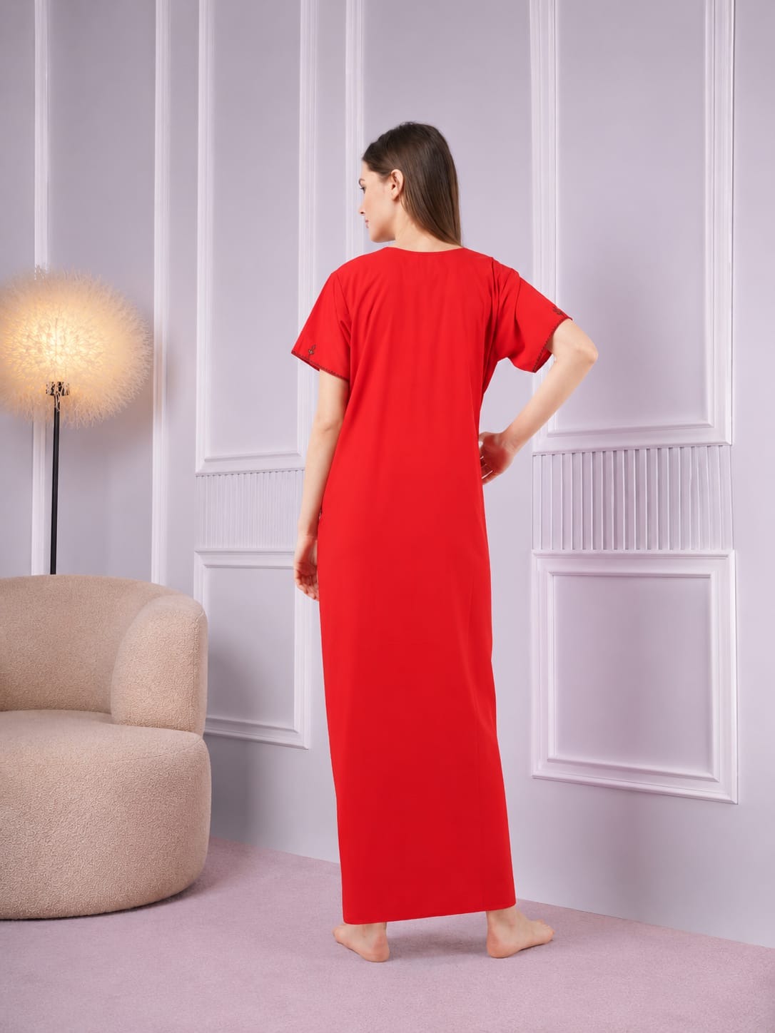 Resham Embroidery Night Gown