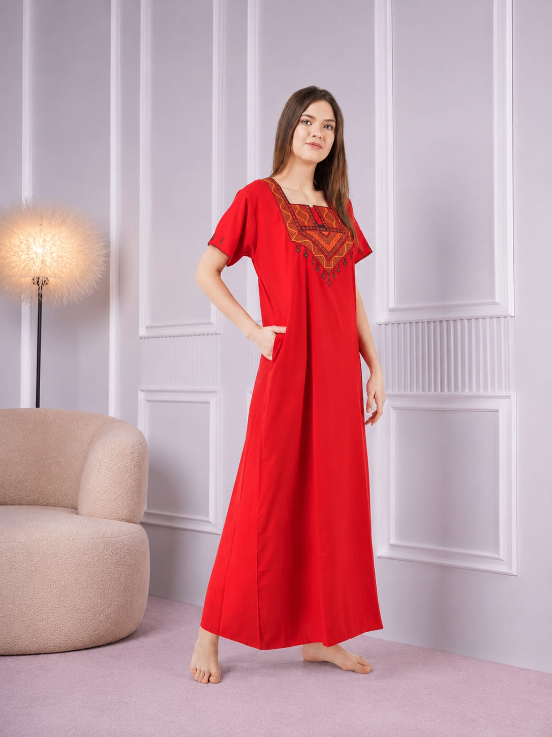 Resham Embroidery Night Gown