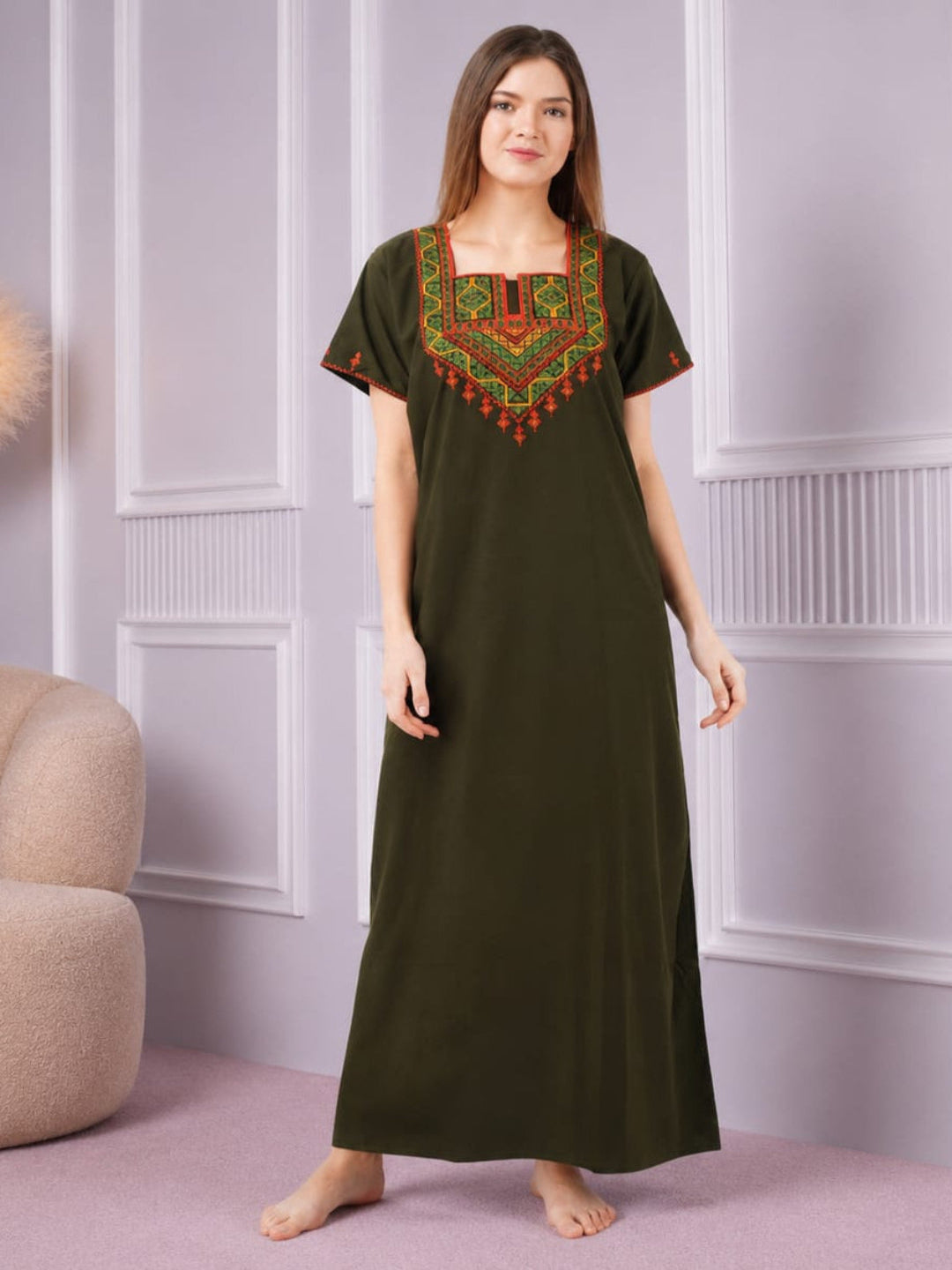 Multi Coloured Embroidered Nightgown Main image