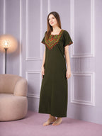 Resham Embroidery Night Gown