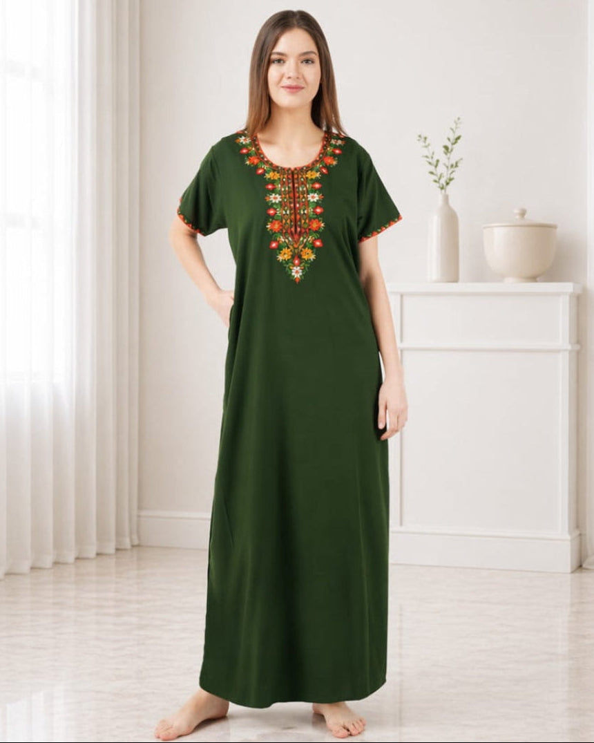Multifloral Embroidery Night Gown Main image