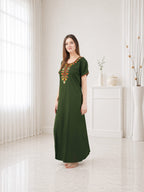 Multifloral Embroidery Night Gown
