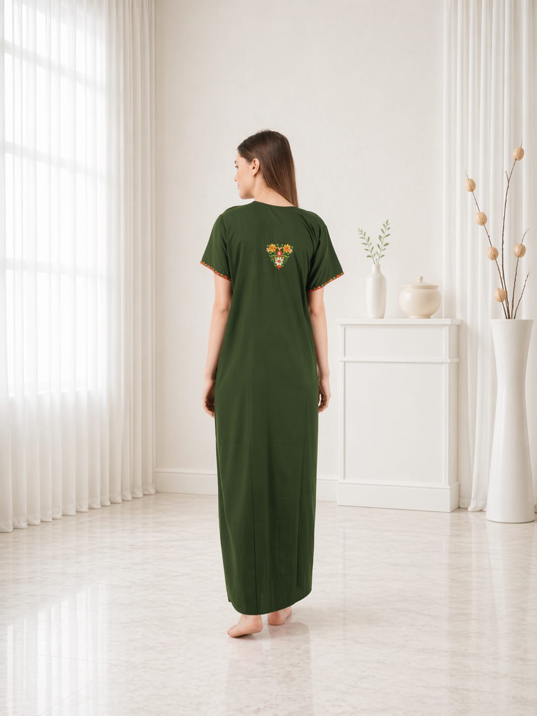 Multifloral Embroidery Night Gown Secondary image