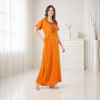 Multifloral Embroidery Night Gown
