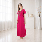 Multifloral Embroidery Night Gown