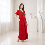 Multifloral Embroidery Night Gown