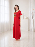 Multifloral Embroidery Night Gown