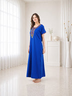 Multifloral Embroidery Night Gown