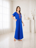 Multifloral Embroidery Night Gown