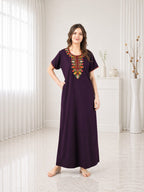 Multifloral Embroidery Night Gown