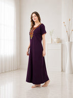 Multifloral Embroidery Night Gown
