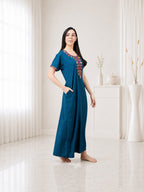 Multifloral Embroidery Night Gown
