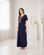 Multifloral Embroidery Night Gown