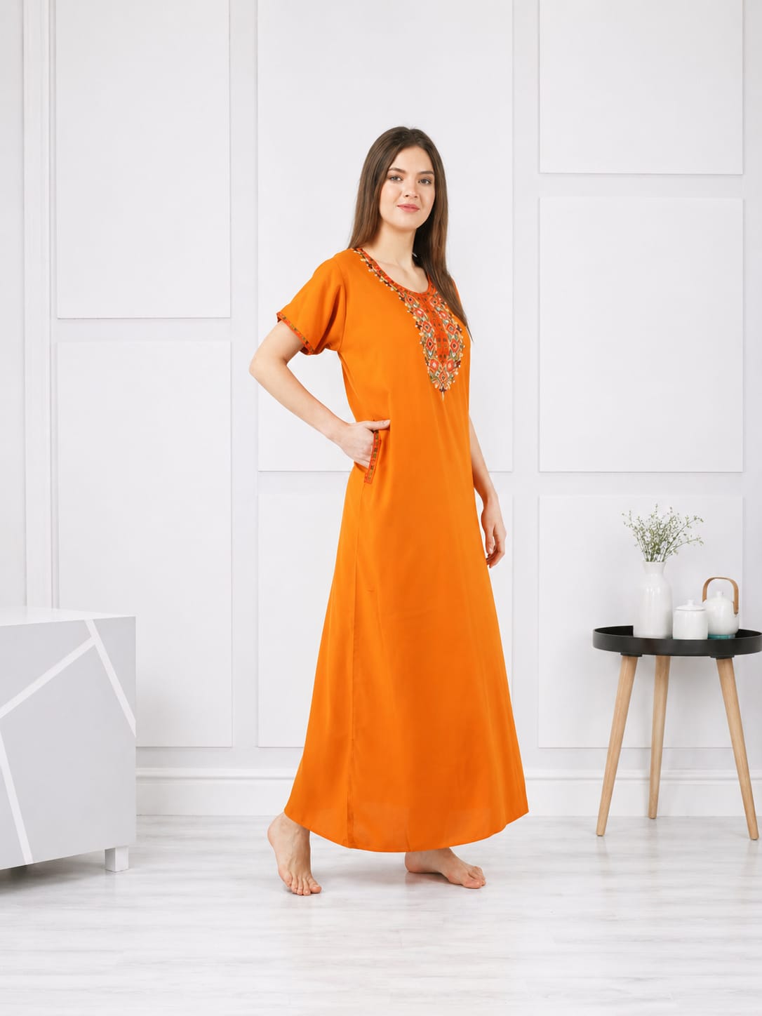 Multi Coloured Embroidered Nightgown