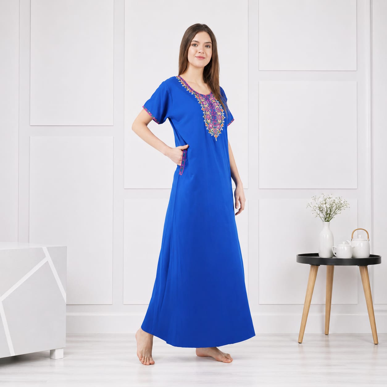 Multi Coloured Embroidered Nightgown