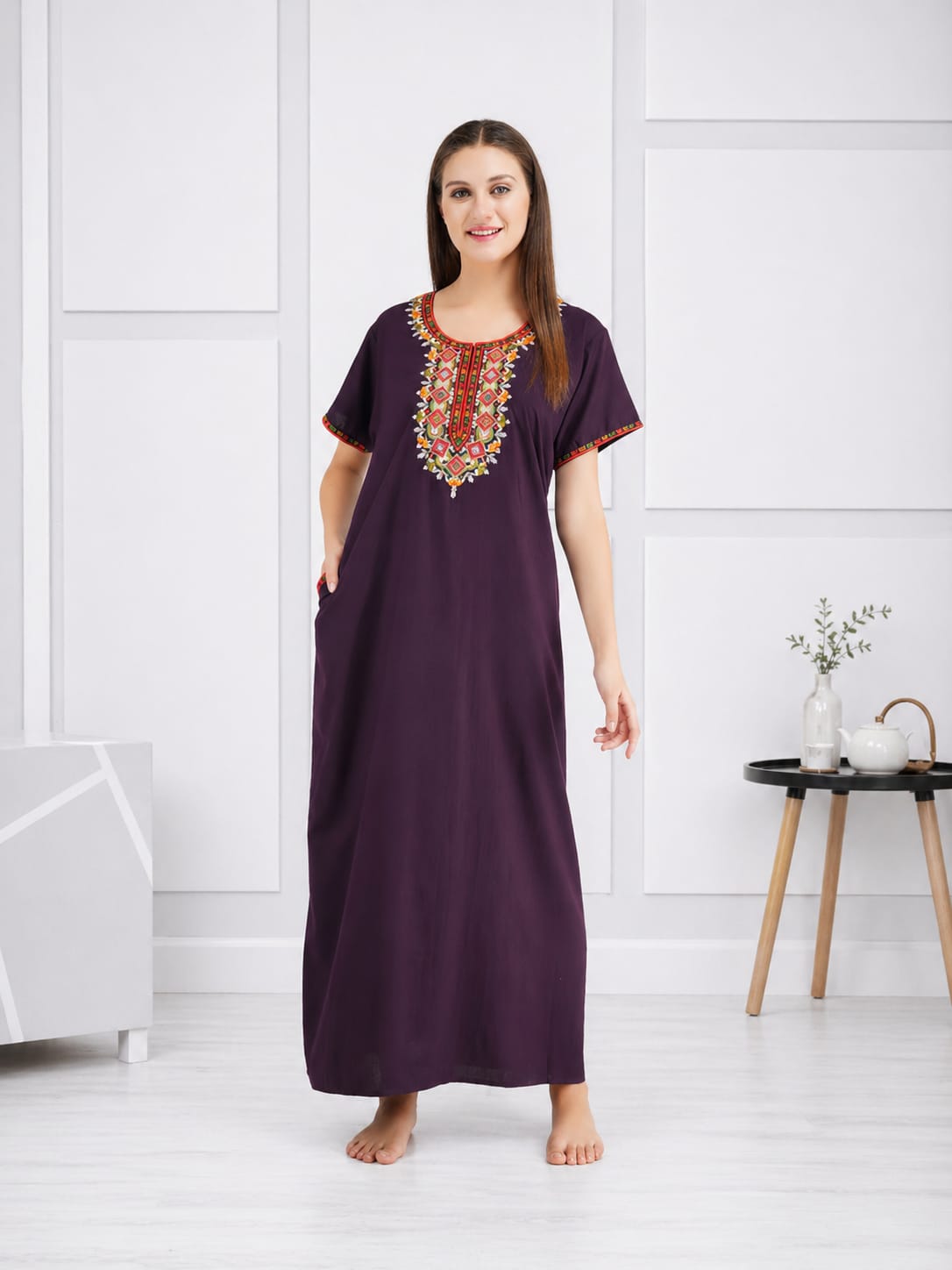 Multi Coloured Embroidered Nightgown