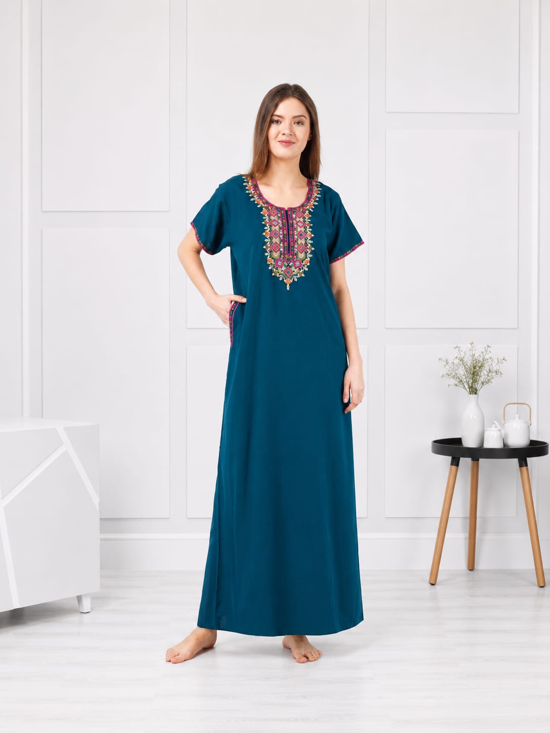 Multi Coloured Embroidered Nightgown