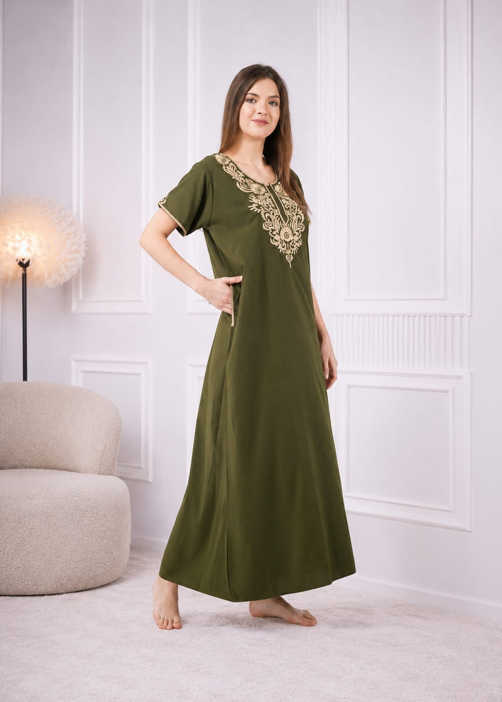 Cream Floral Embroidery