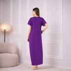 Creme Floral Embroidered  Nightgown