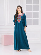 Nine Flowers Embroidery Night Gown
