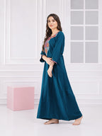 Nine Flowers Embroidery Night Gown