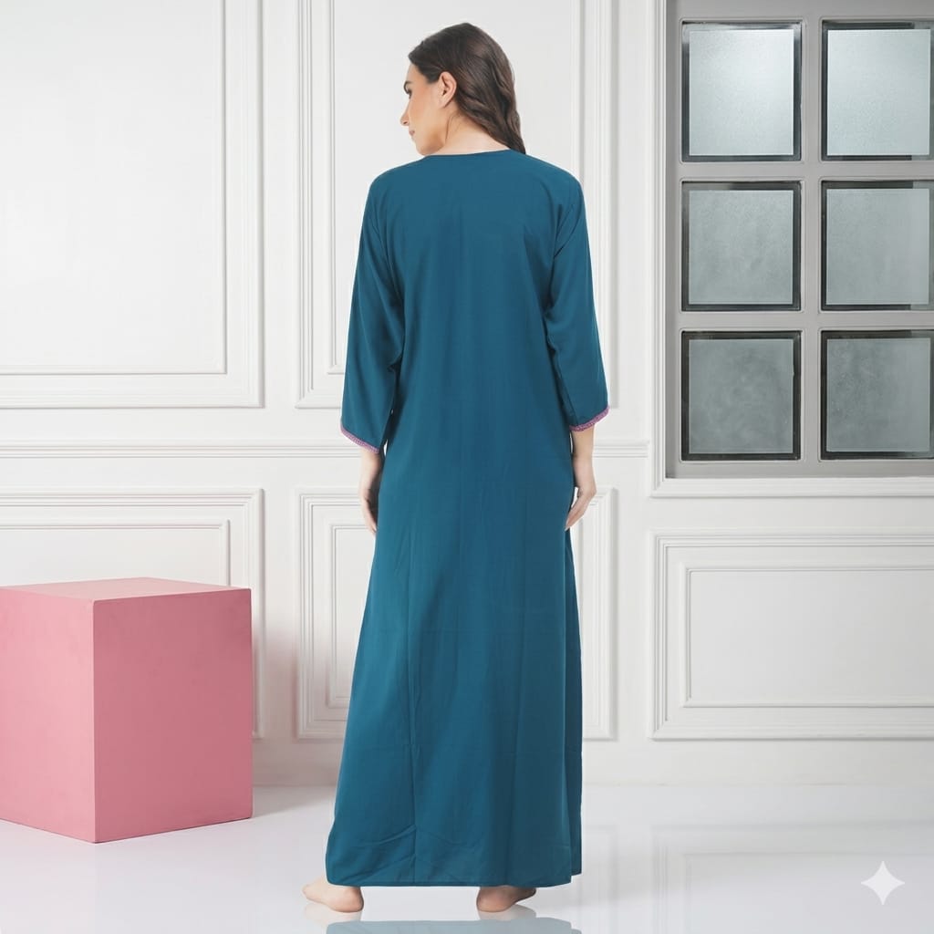 Nine Flowers Embroidery Night Gown
