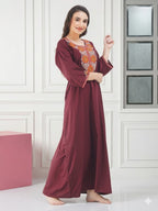 Nine Flowers Embroidery Night Gown