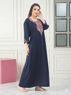 Nine Flowers Embroidery Night Gown