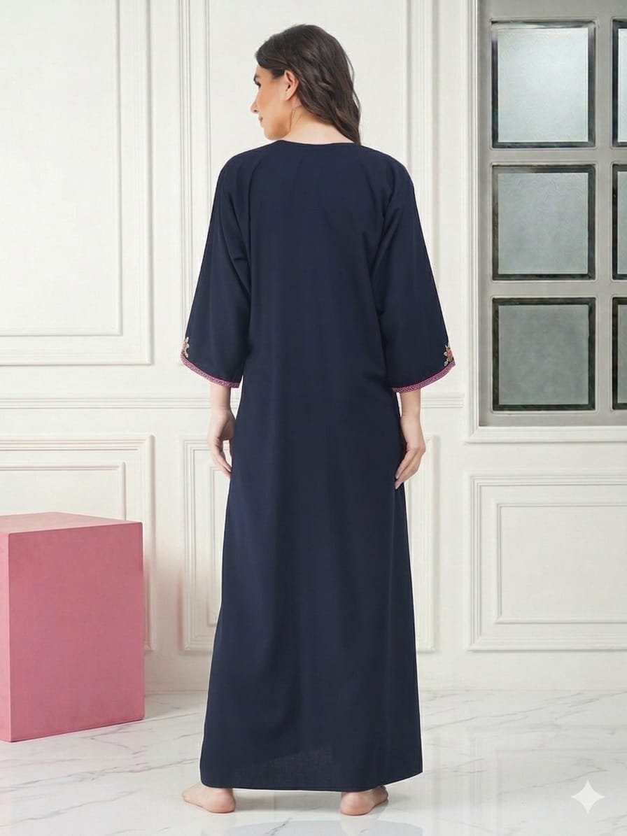 Nine Flowers Embroidery Night Gown