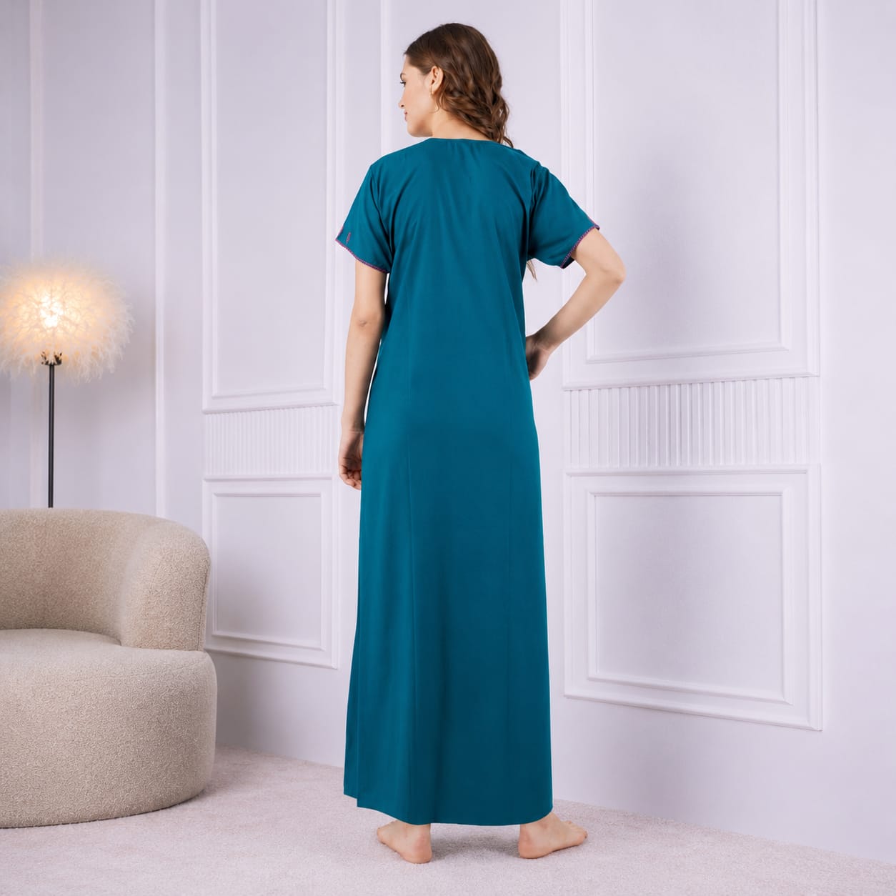 Resham Embroidery Night Gown