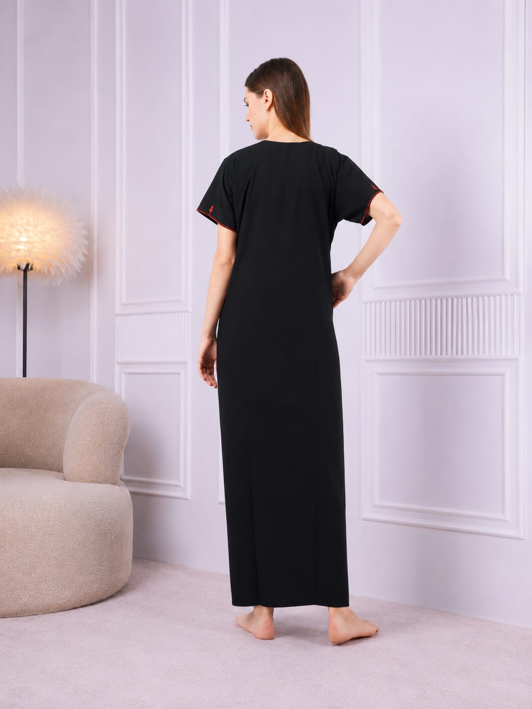 Resham Embroidery Night Gown